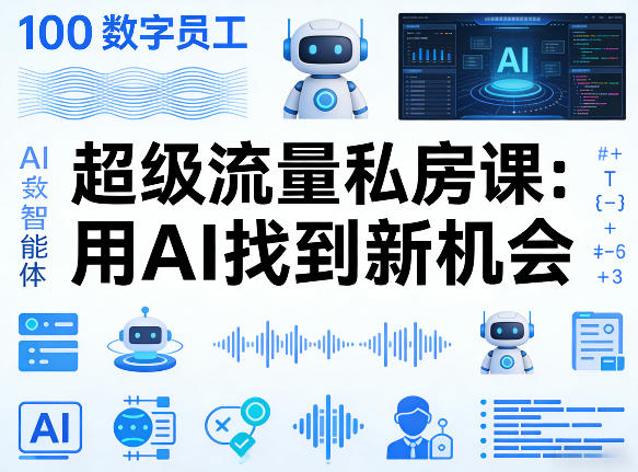 你的AI数字员工100个智能体，超级流量私房课，用AI找到新机会-云网创