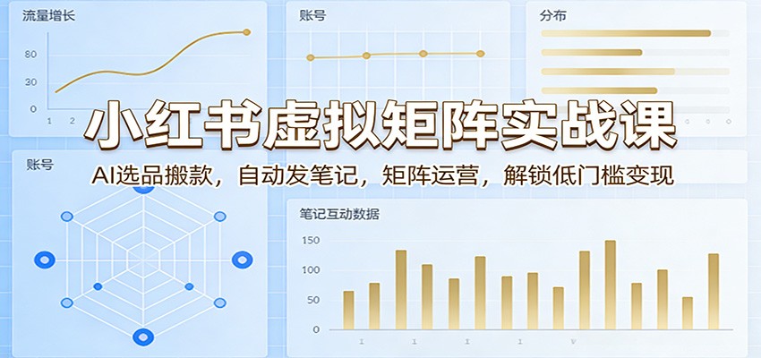 小红书虚拟矩阵实战课：AI选品搬款，自动发笔记，矩阵运营，解锁低门槛变现-云网创